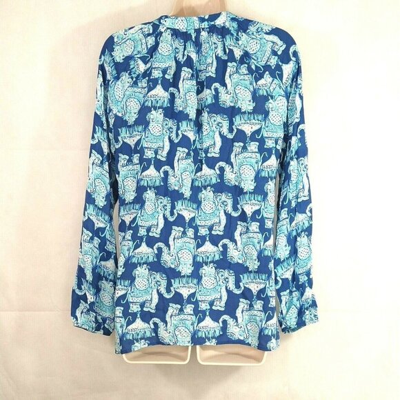 Lilly Pulitzer Martinique Joy Ride Top Blouse Blue - Picture 5 of 9